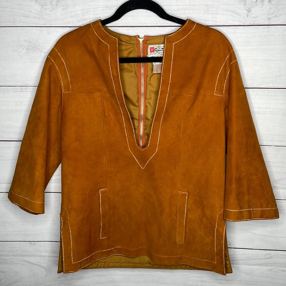 Vintage Original Design by Gina Teresa Pure Wool Suede Shirt Poncho Sz 8 Exc Con